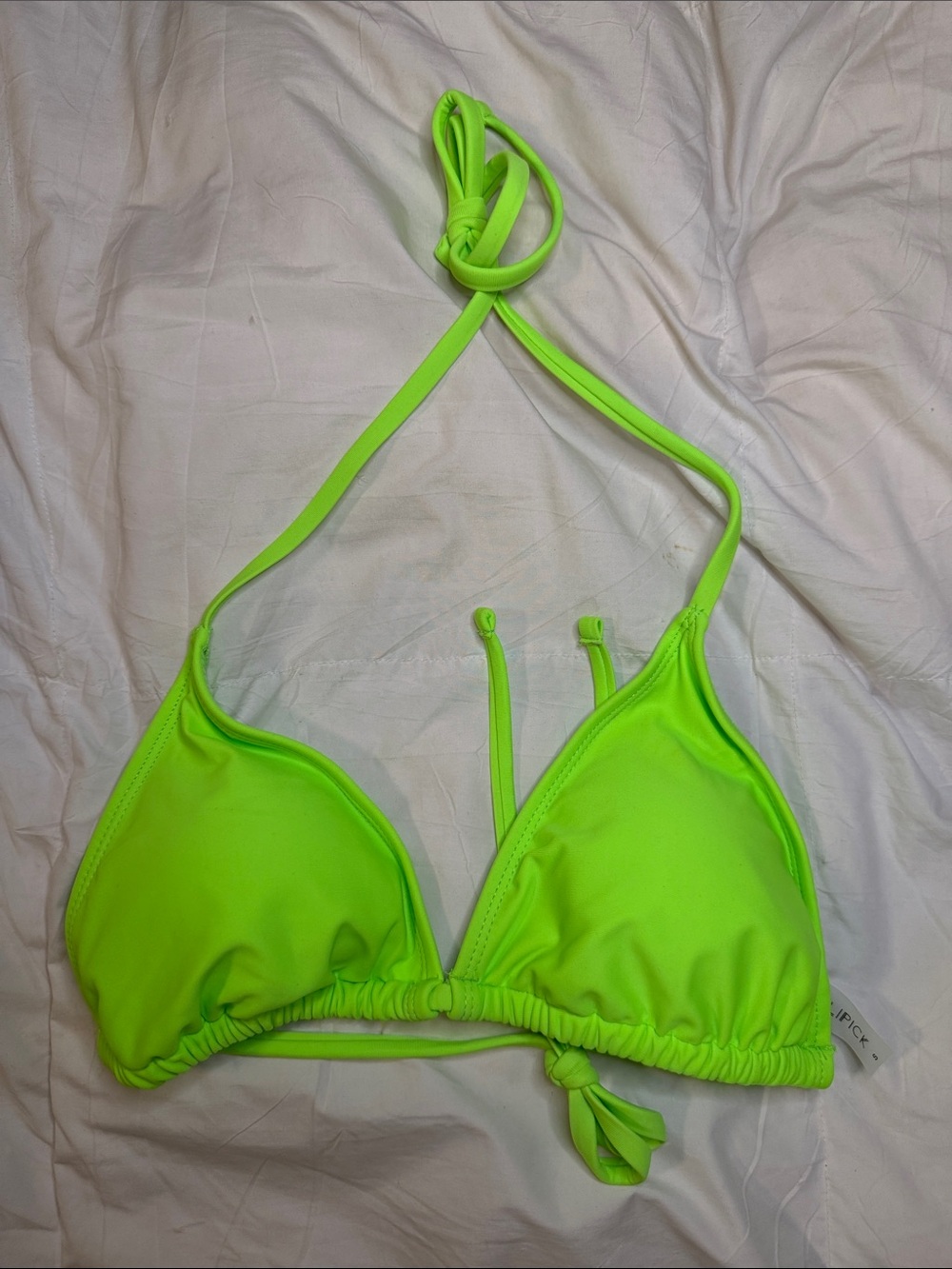 NWT Holipick Neon Green Triangle Halter Bikini Top
